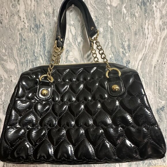 Betsey johnson Gold strap black shoulder bag - Picture 3 of 4